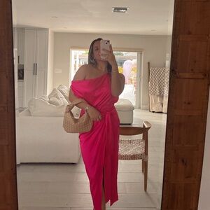 Vibrant Pink Off-Shoulder Dress